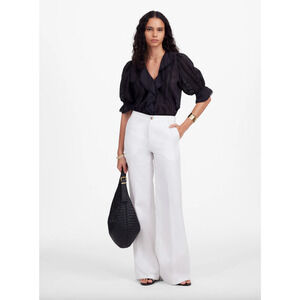 Madewell The Tall Zoe Relaxed Wide Pant in 100% Linen Salt White US 12T NWT